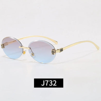 Rimless Oval Letter Logo Sunglasses