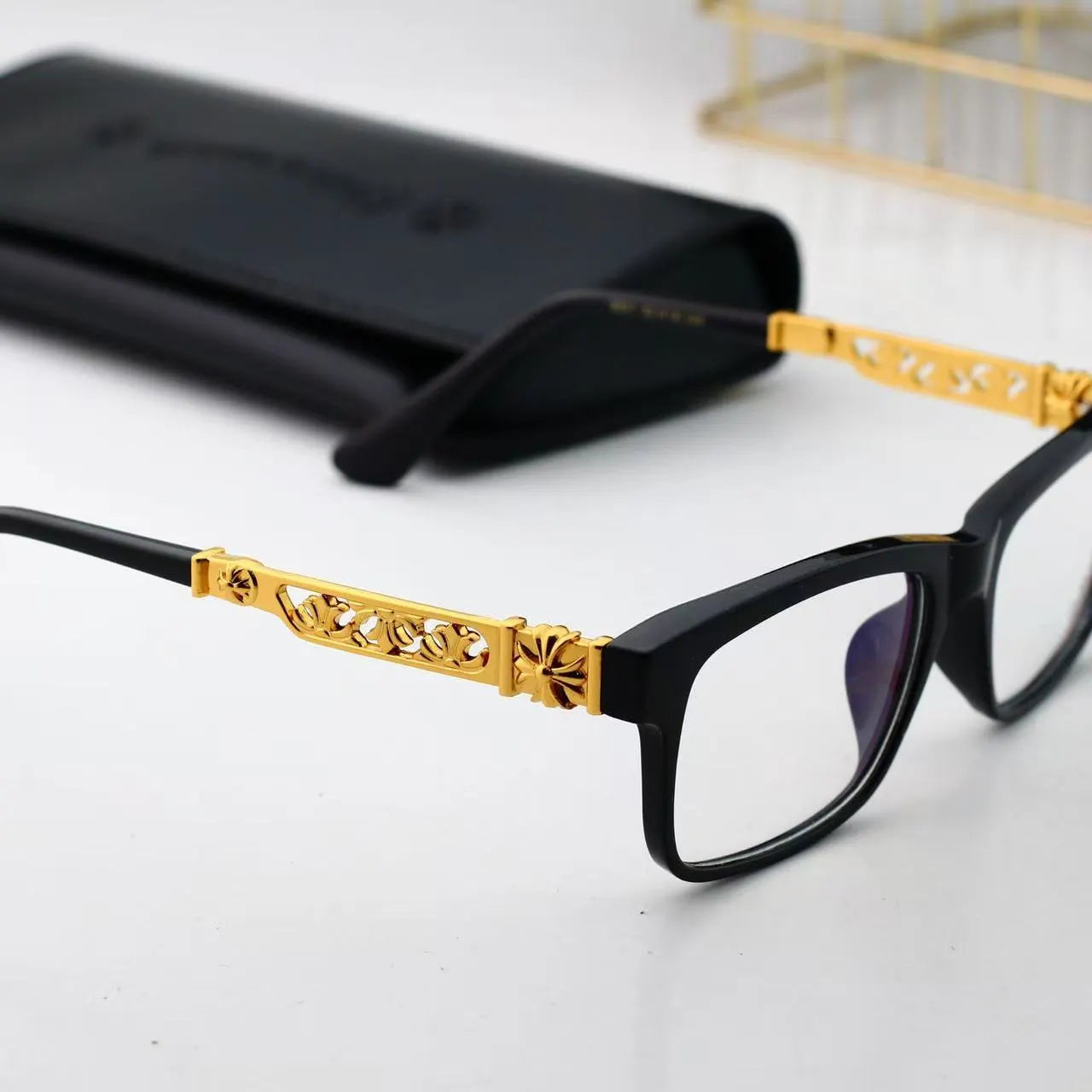 Cross Cutout Temple Optical Glasses