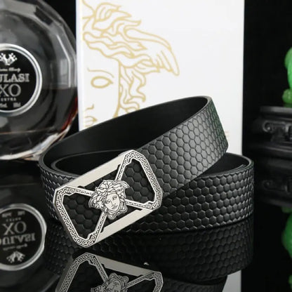 Face Pattern Leather Belt
