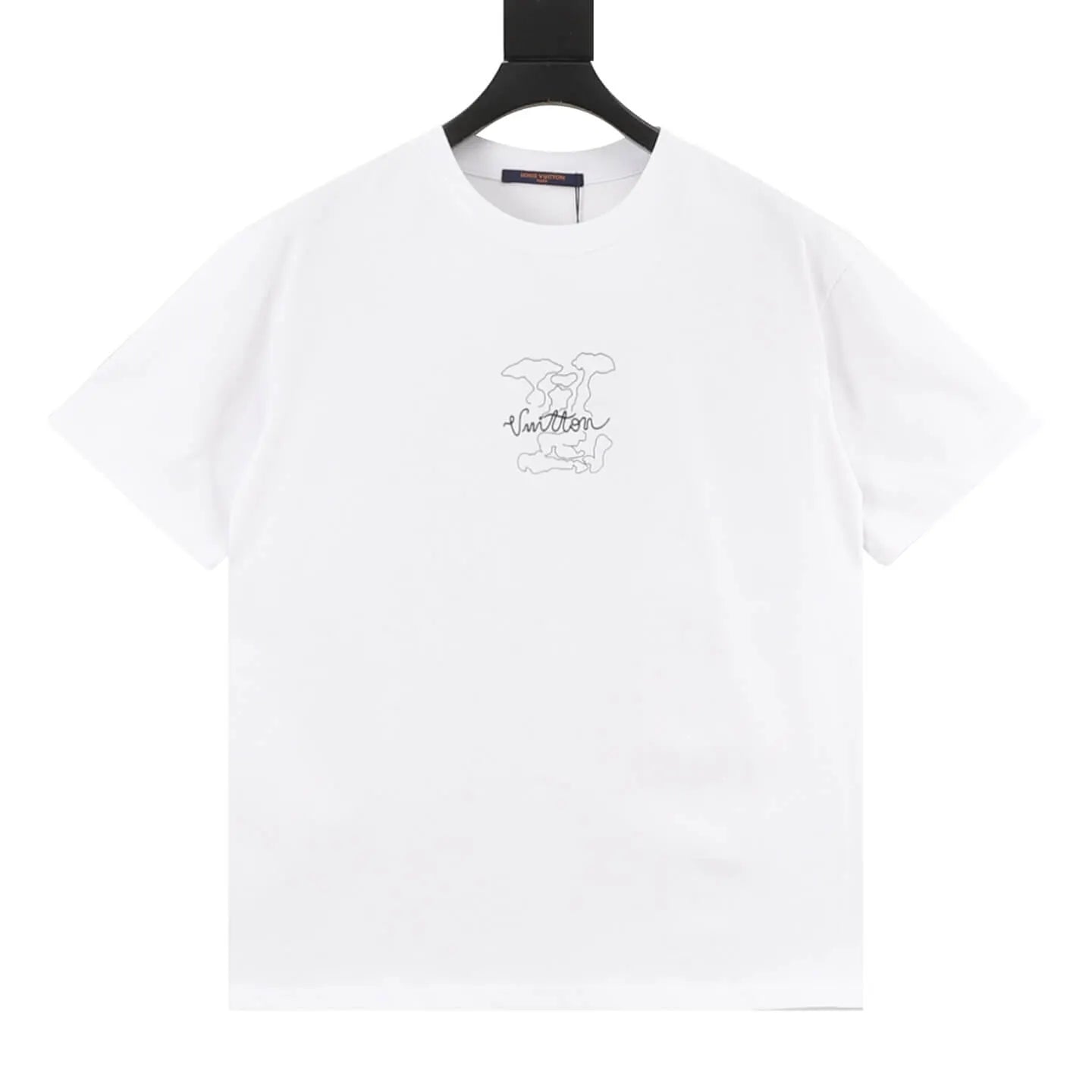 Dotted Outline Cursive Dual-Sided Print T-Shirt
