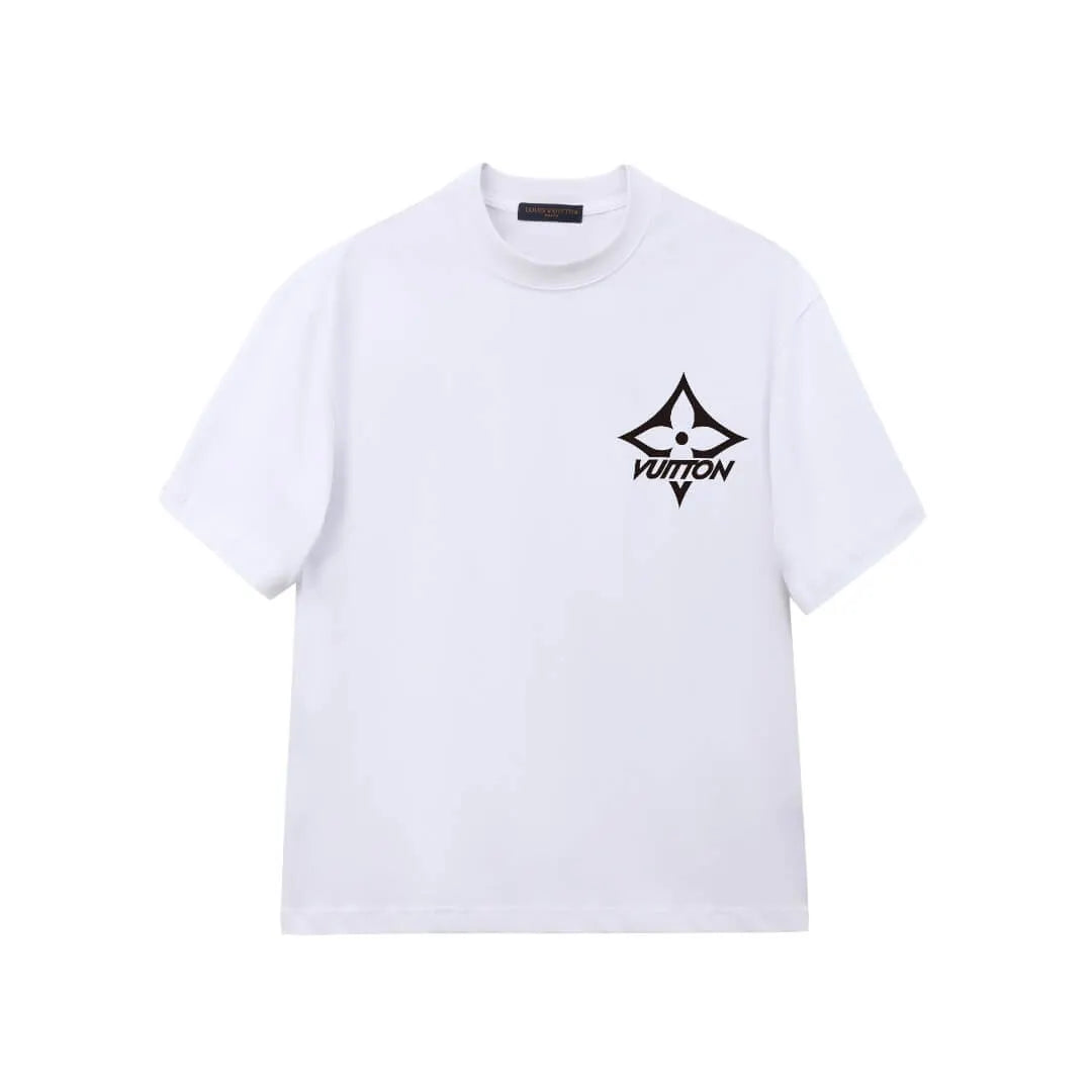 Chest Four-point Star Floral Print T-Shirt