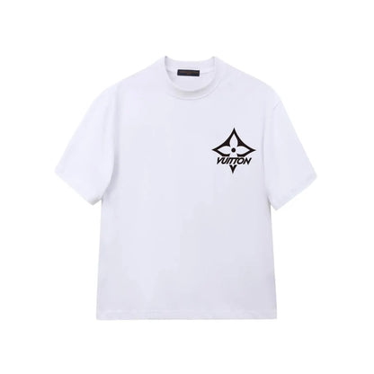 Chest Four-point Star Floral Print T-Shirt