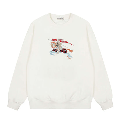 Colorful Horse Knight Embroidery Sweatshirt