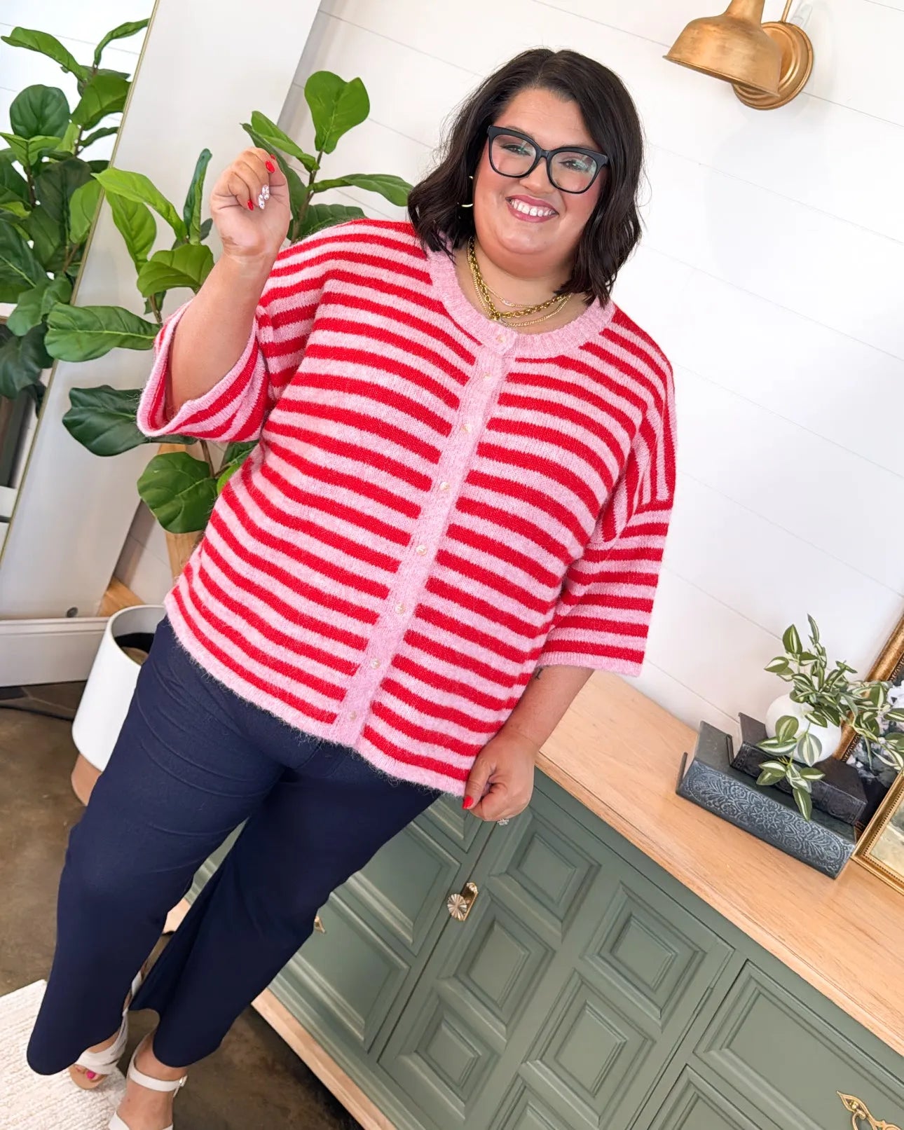 Nantucket Striped Button Up Sweater Cardigan