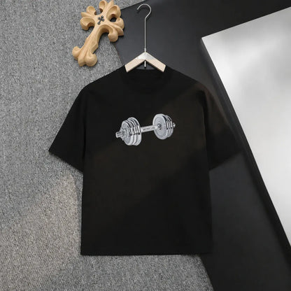 Dumbbell Pattern Realistic Print T‑shirt