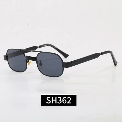 Double Bridge Metal Rectangle Sunglasses