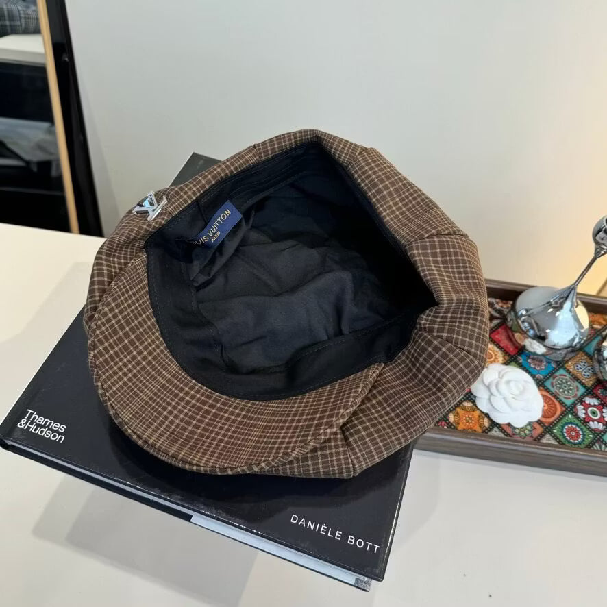 Plaid Retro Literary Style Beret Hat