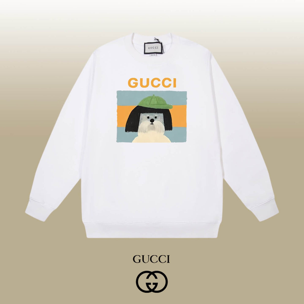 Short Hair Puppy Print Sweatshirt