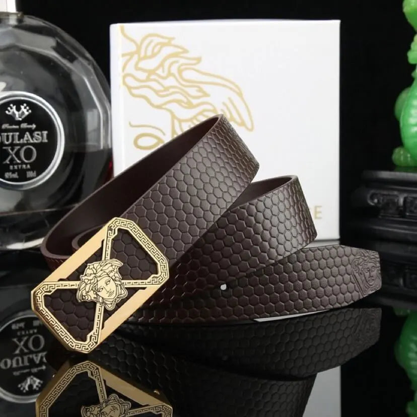 Face Pattern Leather Belt