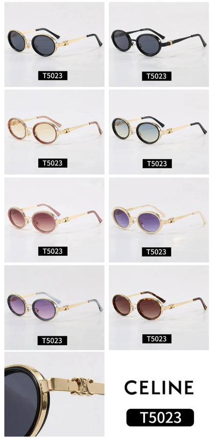 Round Metal Frame Triomphe Logo Sunglasses