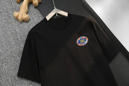 Color Chest Patch Crew Neck T‑Shirt