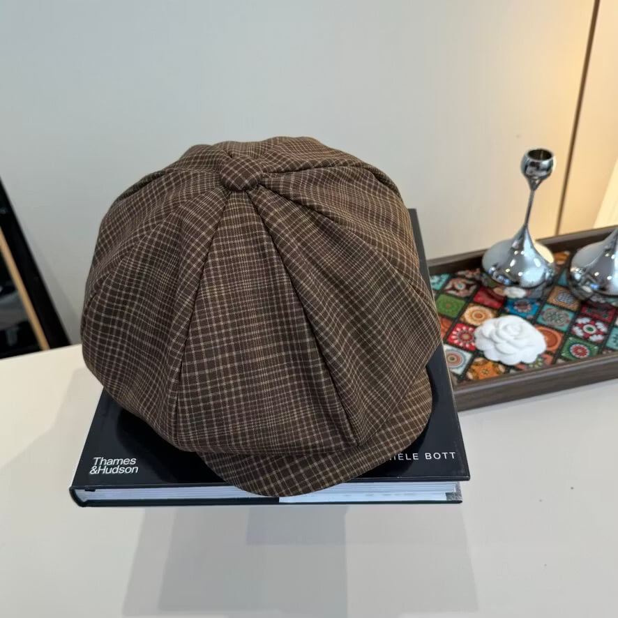 Plaid Retro Literary Style Beret Hat