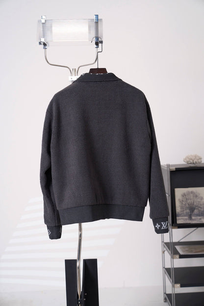Stand Collar Jacquard Fleece Zip Jacket