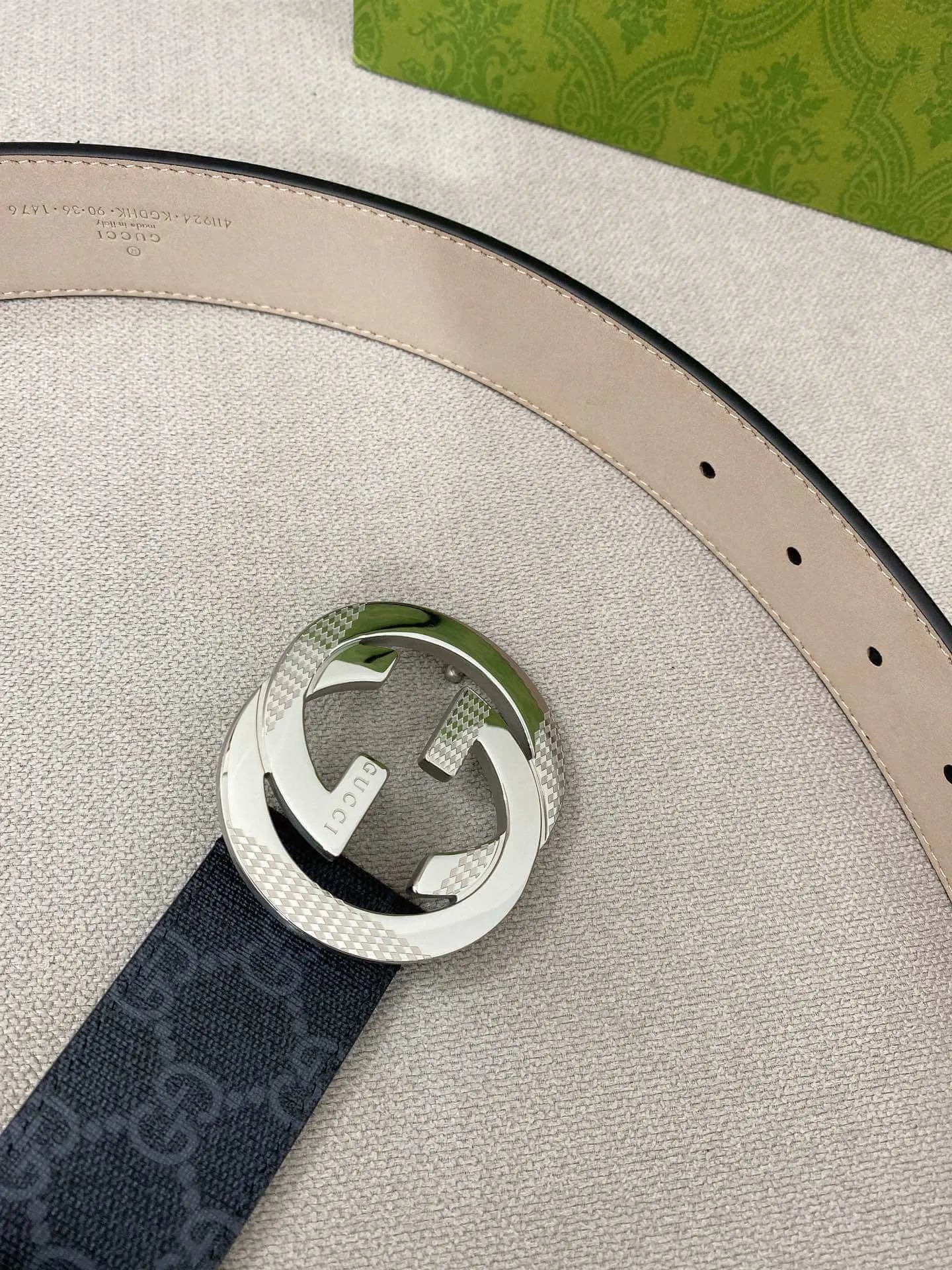 Retro Double G All-Over Print Leather Belt