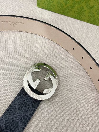 Retro Double G All-Over Print Leather Belt