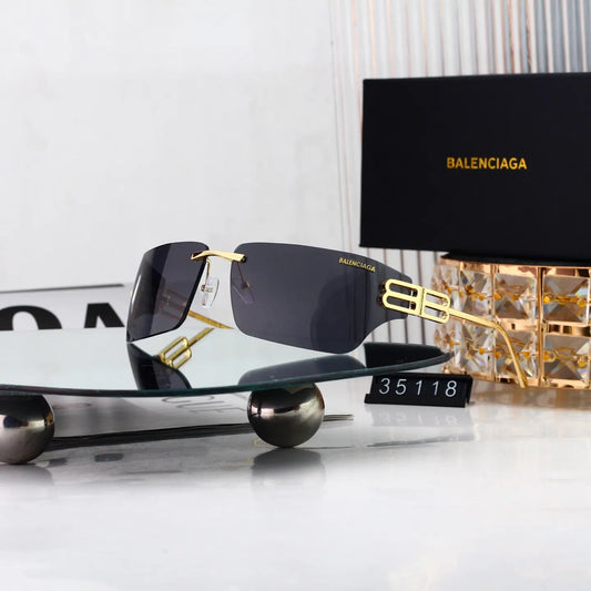 Curved Rimless Sunglasses