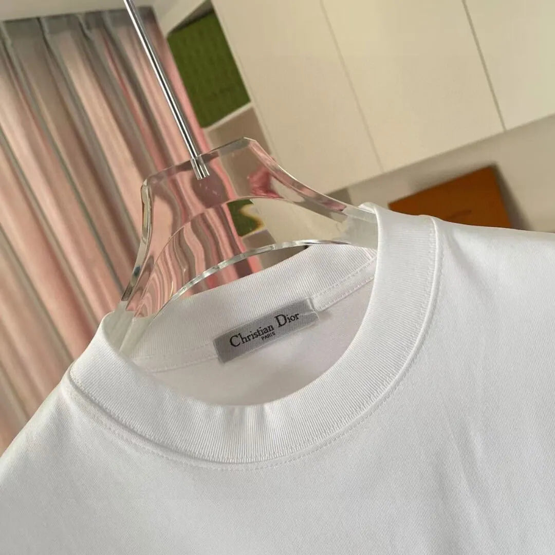 Contrast Logo Crew Neck Casual T‑Shirt
