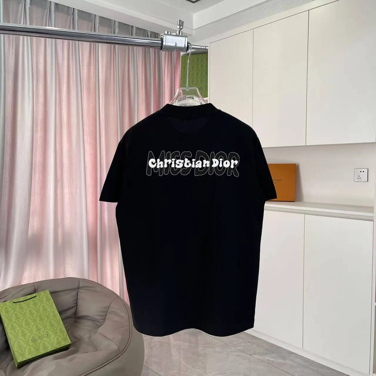 Contrast Logo Crew Neck Casual T‑Shirt