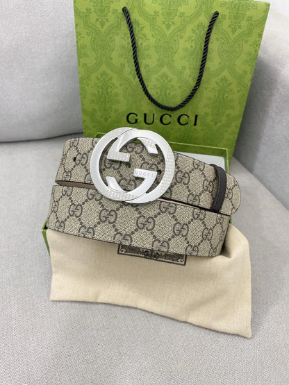 Retro Double G All-Over Print Leather Belt