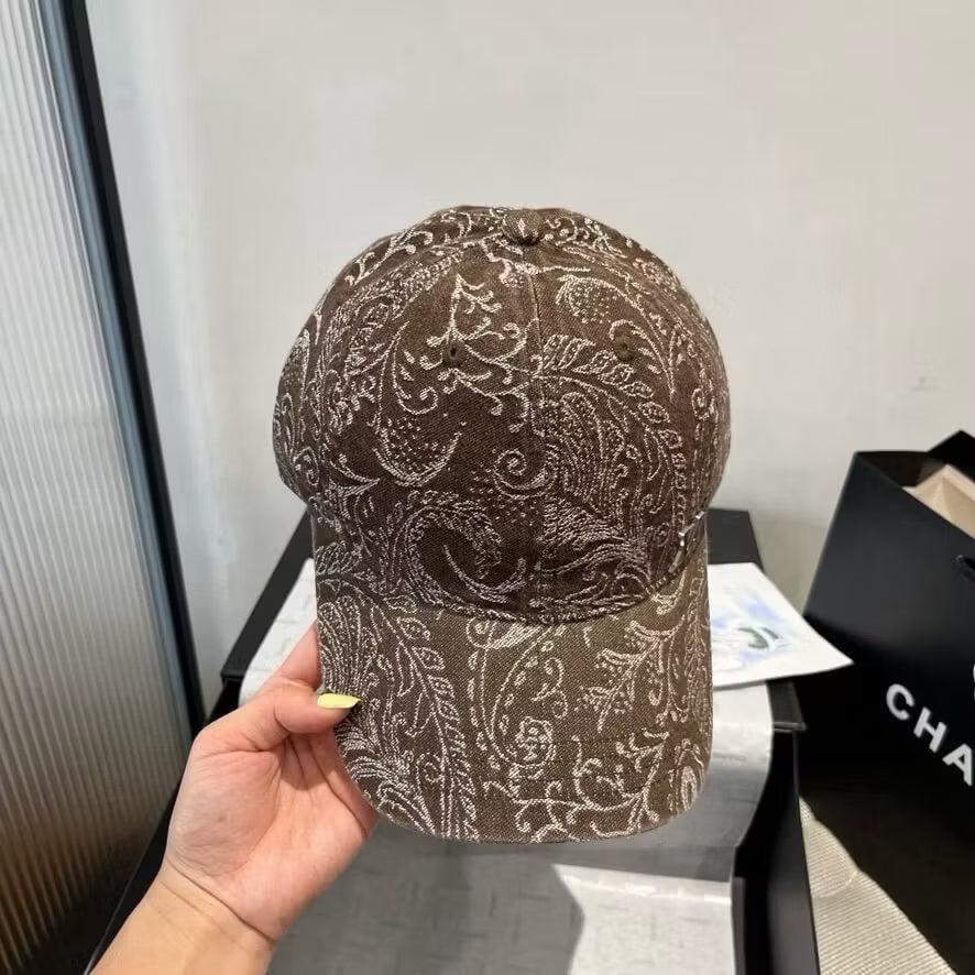 Paisley Pattern Distressed Denim Baseball Cap