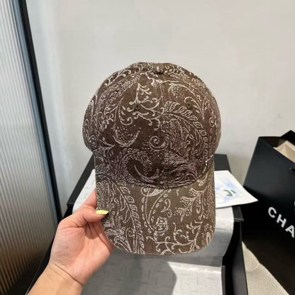 Paisley Pattern Distressed Denim Baseball Cap