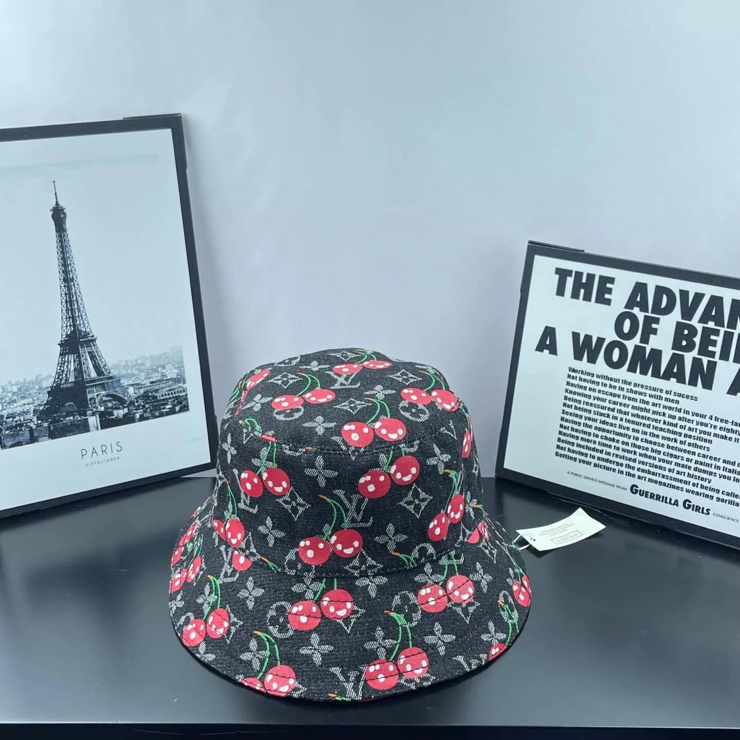 Cherry Monogram Denim Bucket Hat