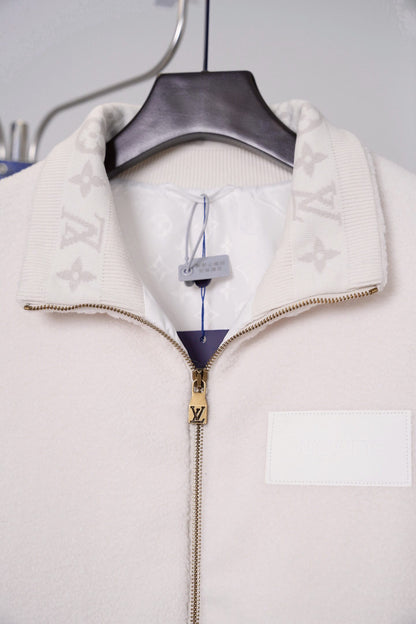 Stand Collar Jacquard Fleece Zip Jacket