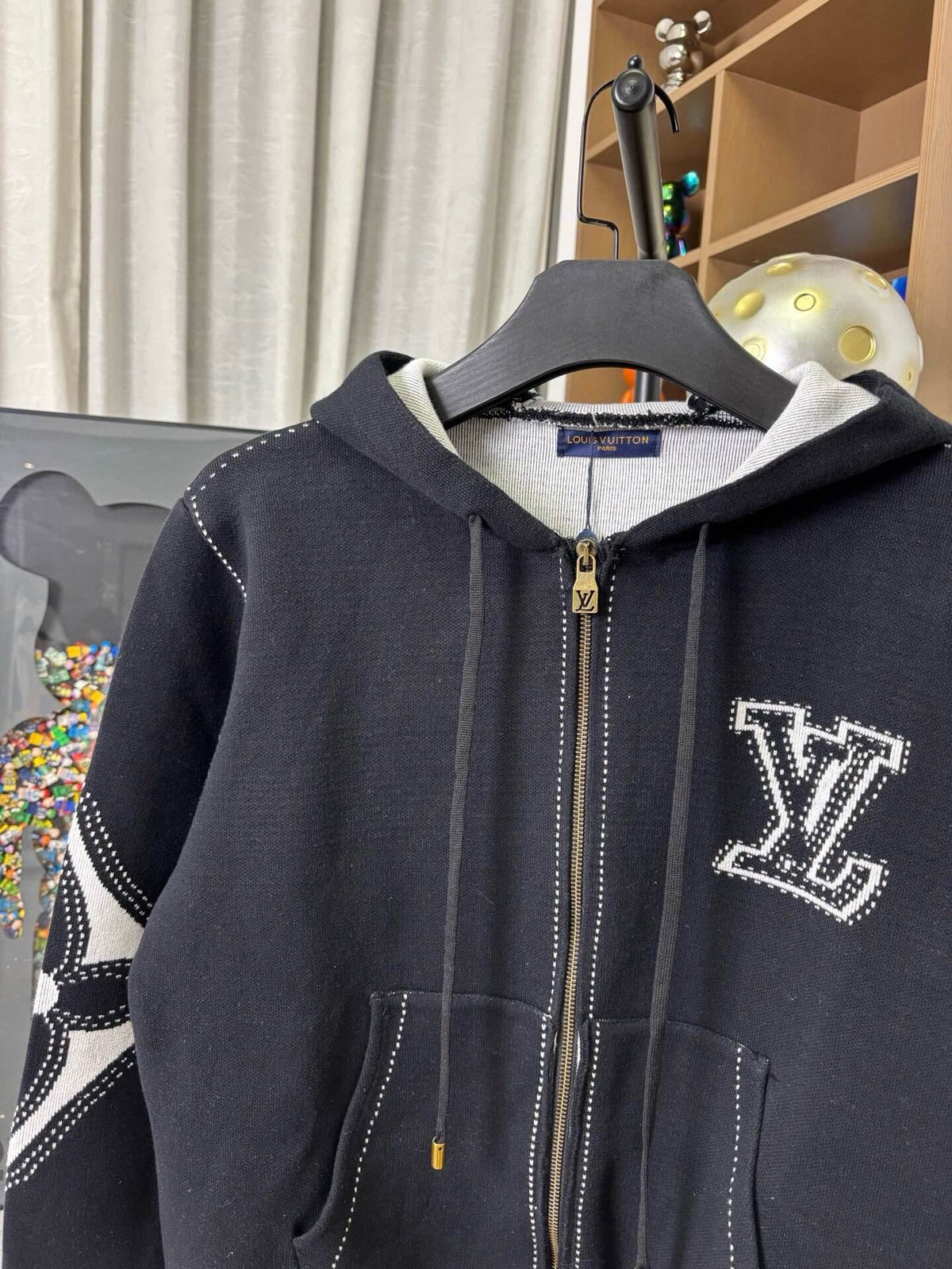 Intarsia Wool Zip-Up Jacket