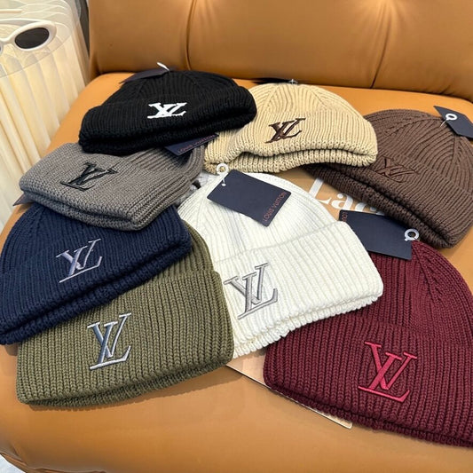 Multi-Color Large Emblem Knitted Warm Beanie