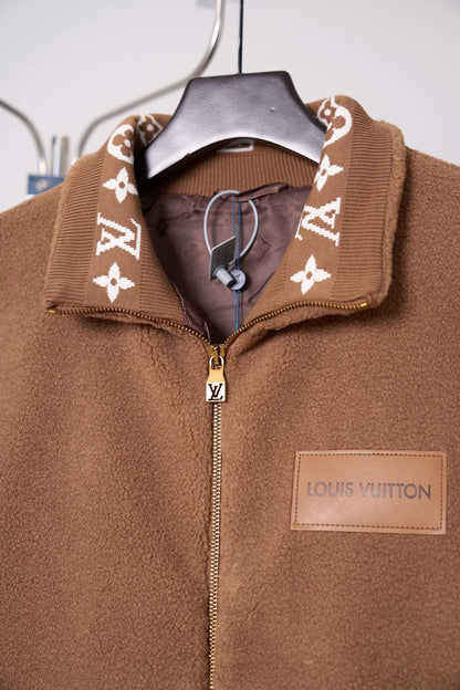 Stand Collar Jacquard Fleece Zip Jacket