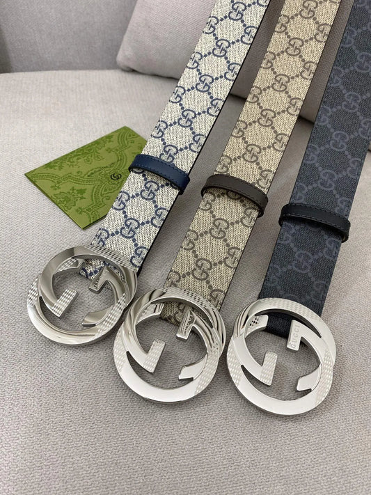 Trendy Monogram Webbing Belt with Metal Buckle