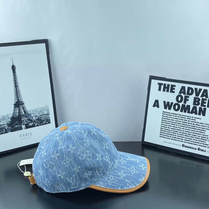 Color-Block Brim Denim Dome Cap