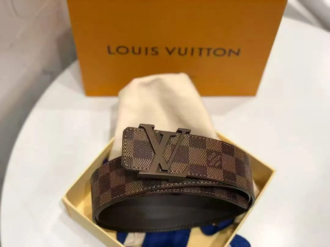 Brown Check Pattern Belt