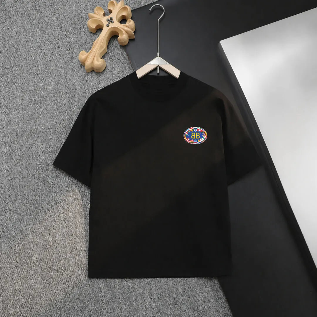 Color Chest Patch Crew Neck T‑Shirt