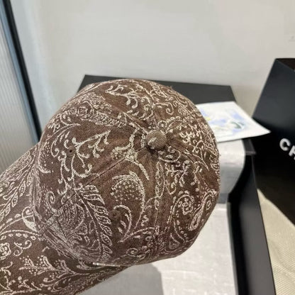 Paisley Pattern Distressed Denim Baseball Cap