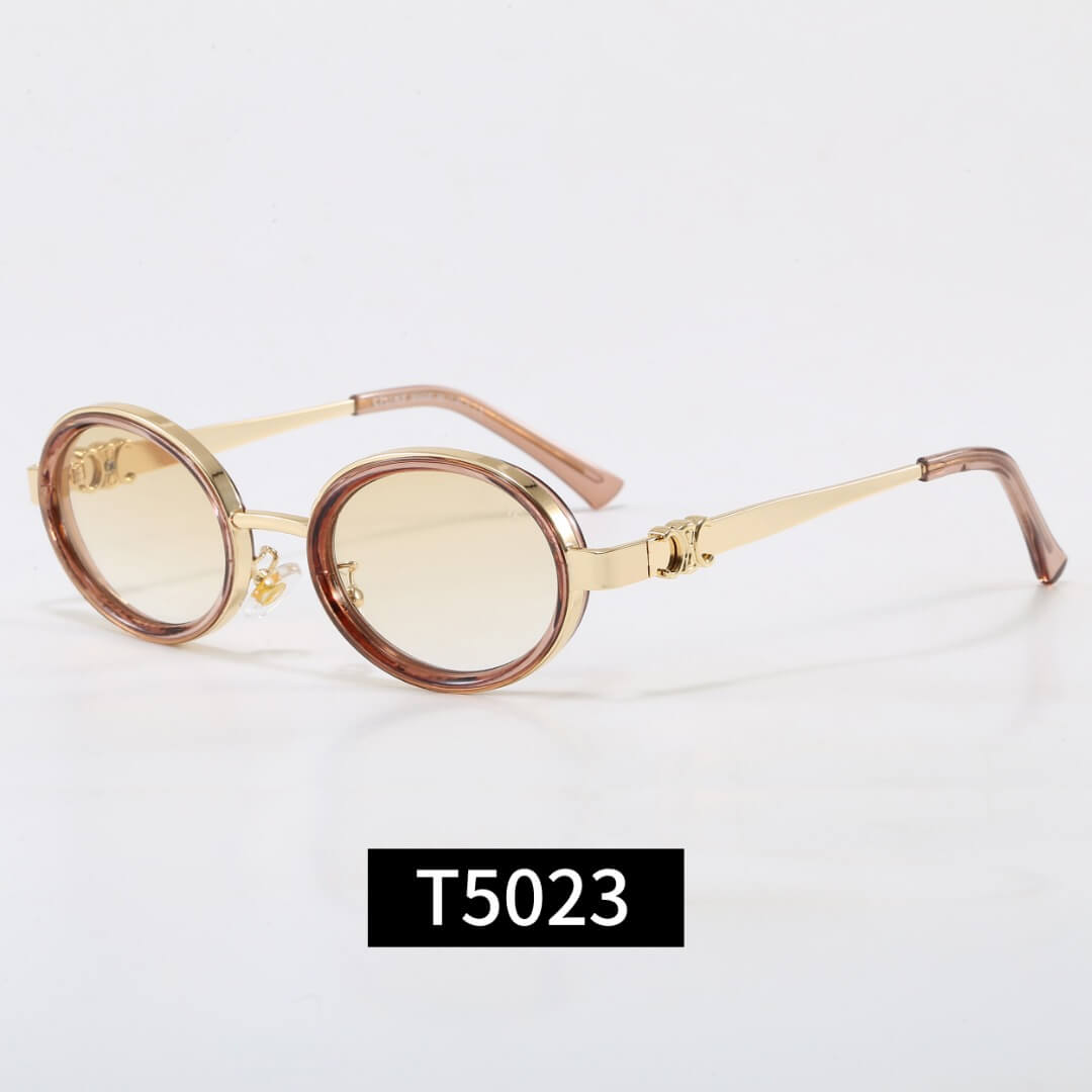 Round Metal Frame Triomphe Logo Sunglasses