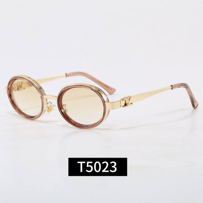 Round Metal Frame Triomphe Logo Sunglasses
