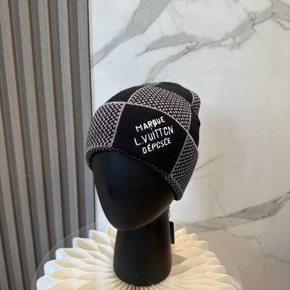 Plaid Color-Block Knit Beanie