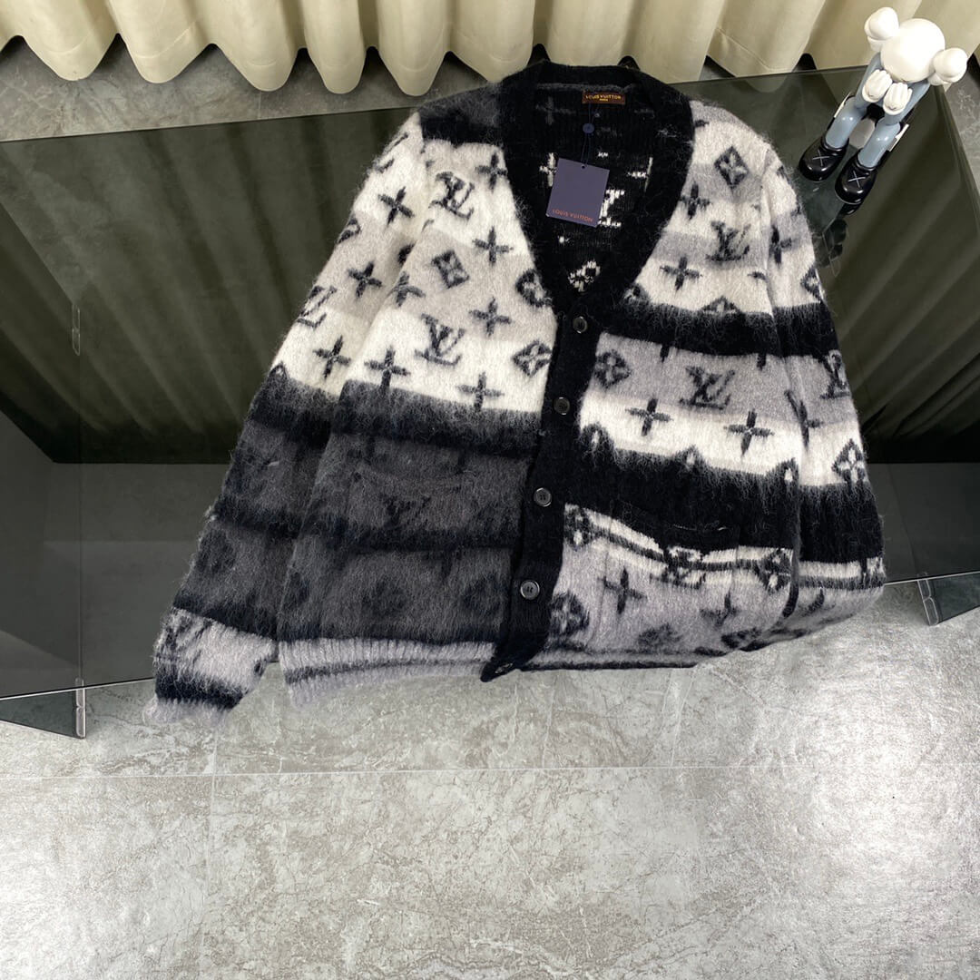 Gradient Mohair Jacquard Cardigan Jacket