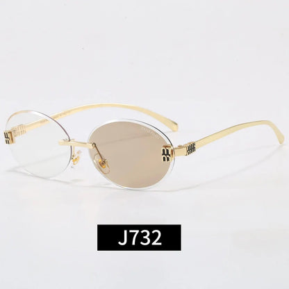 Rimless Oval Letter Logo Sunglasses