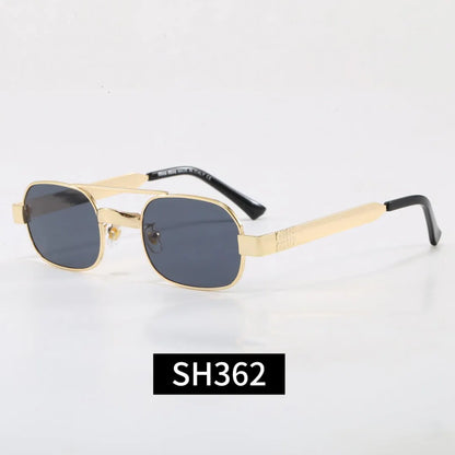 Double Bridge Metal Rectangle Sunglasses