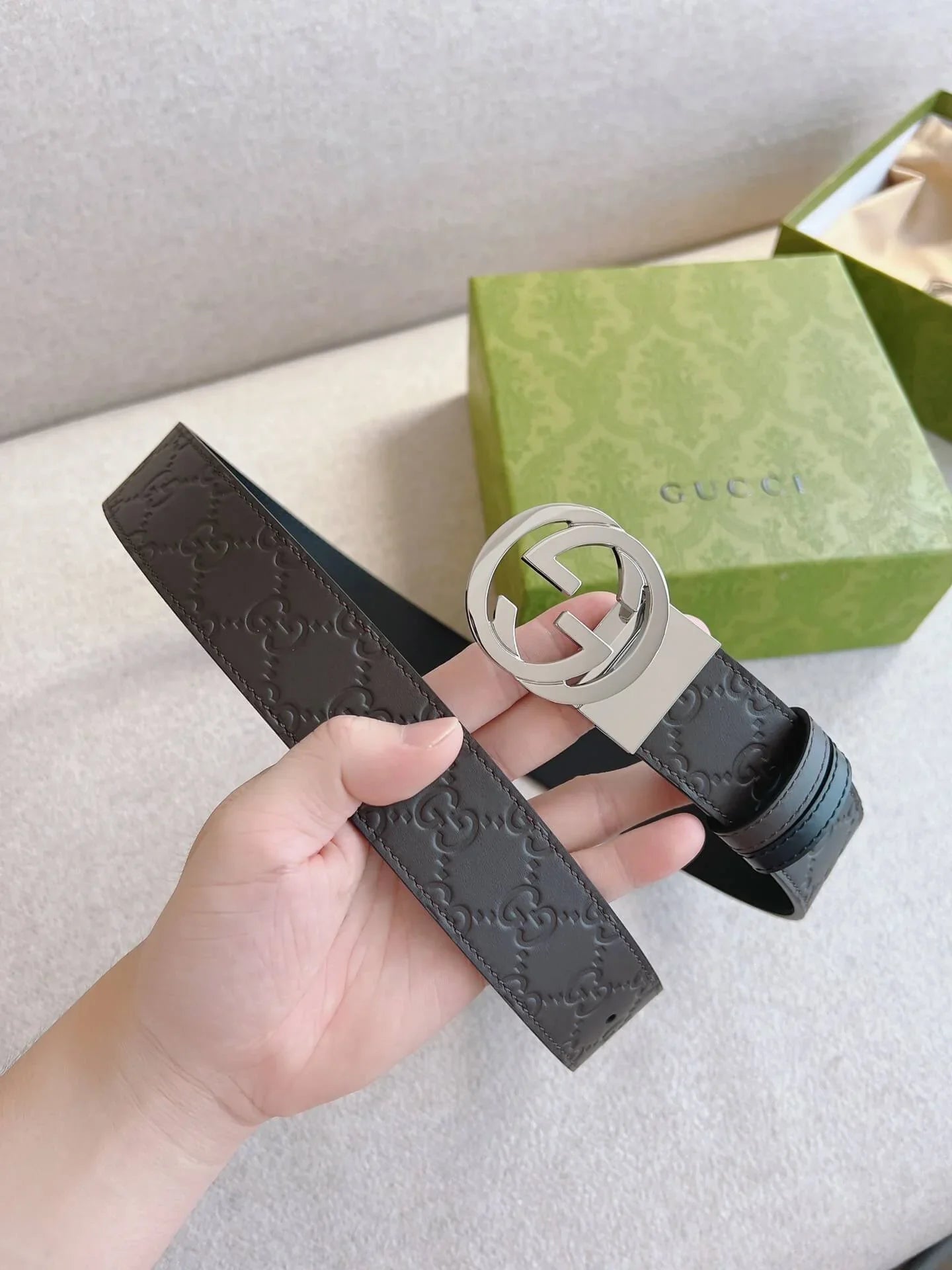 Classic Embossed Calfskin Leather Belt