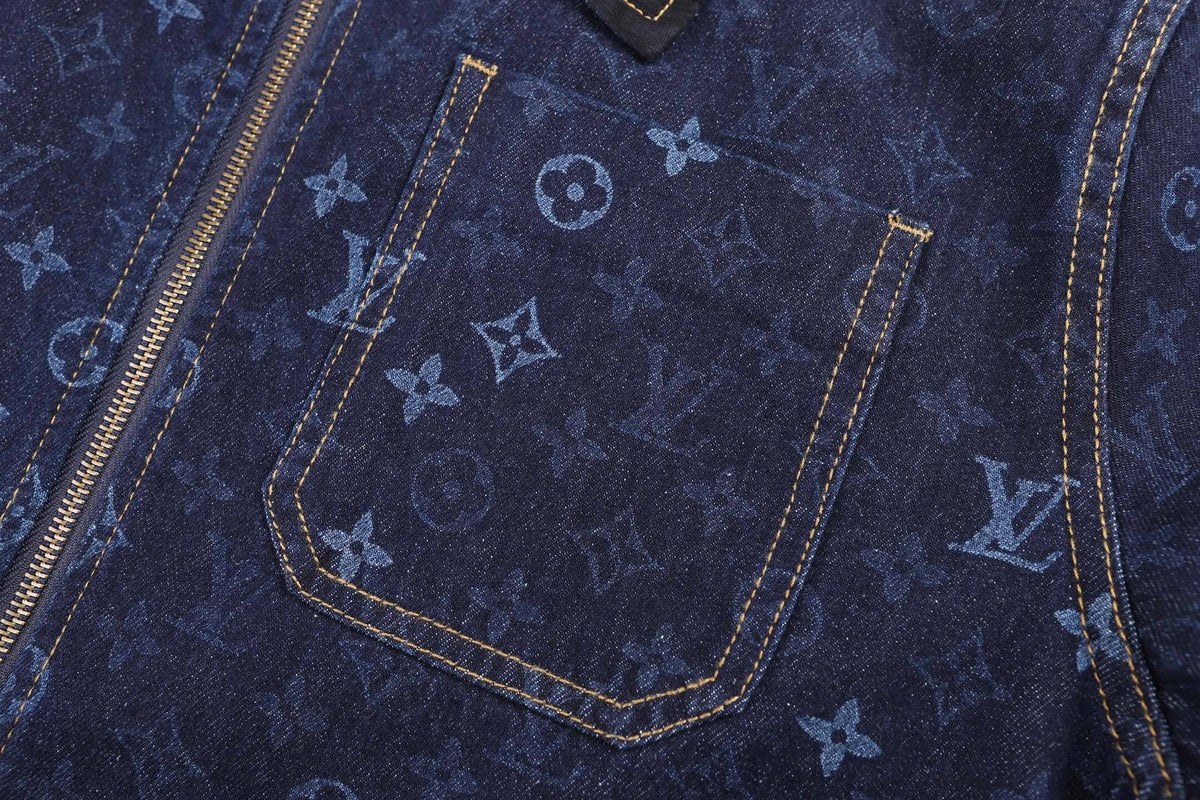 All-Over Print Denim Workwear Jacket