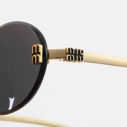 Rimless Oval Letter Logo Sunglasses