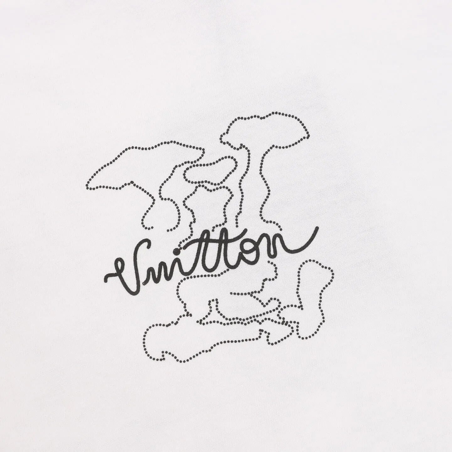 Dotted Outline Cursive Dual-Sided Print T-Shirt