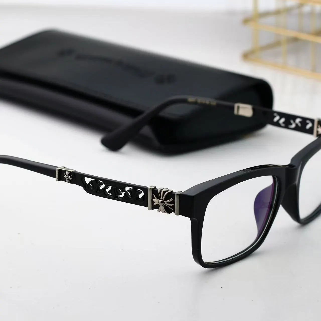 Cross Cutout Temple Optical Glasses