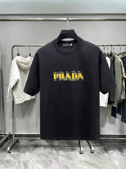 Layered Logo Fashion Crew Neck T‑Shirt