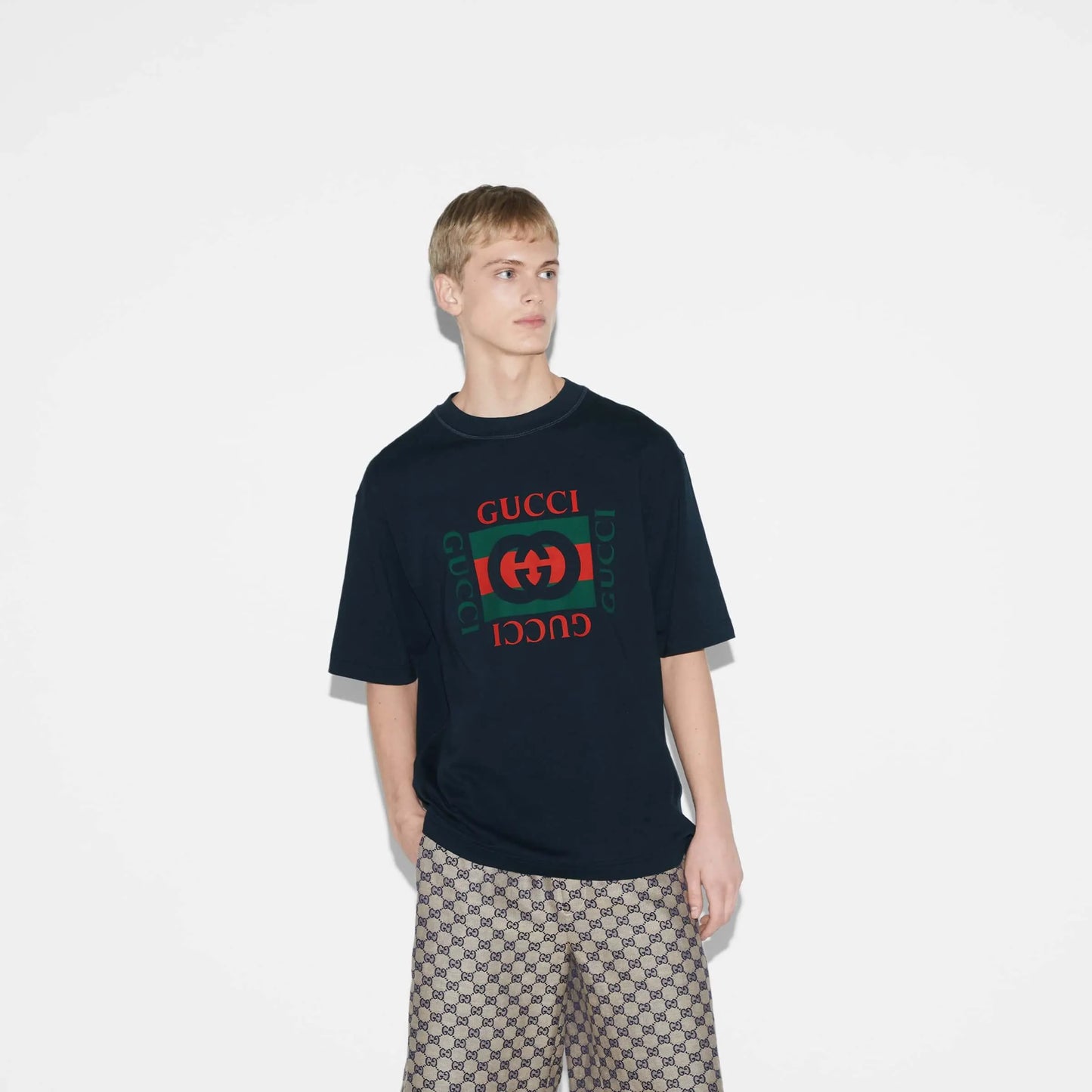Red‑Green Letter Print T‑Shirt