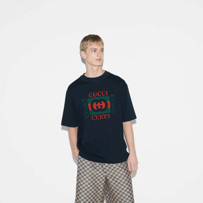 Red‑Green Letter Print T‑Shirt