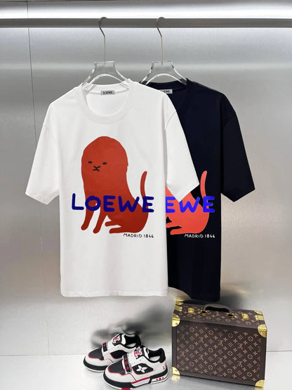 Sitting Lion Print Short Sleeve T‑Shirt